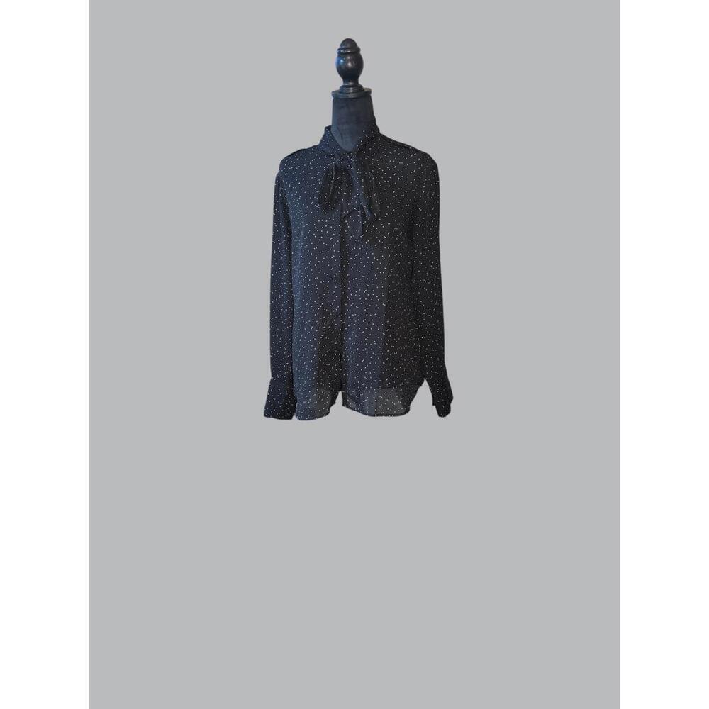 Banana Republic Black with White Polka Dots Blouse - Size S